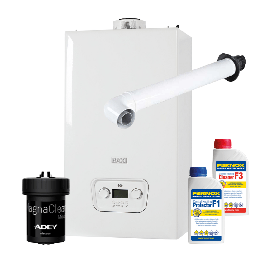 Baxi 830 Combi Boiler, Horizontal Flue & Fernox Chemicals Image 1