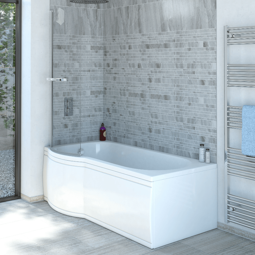 Instinct Cullin P-Shaped Shower Bath Screen Chrome/Clear INSCUPBS Image 1