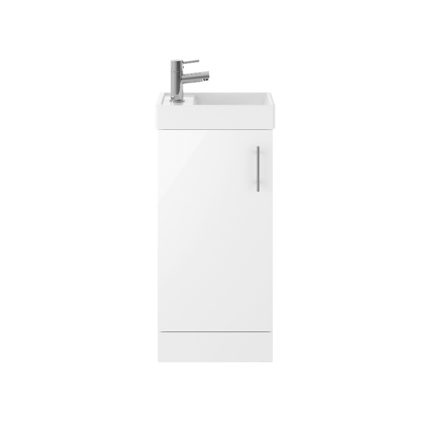 Instinct Della 400mm Single Door F/S C'room Unit+Basin Gl Wh KR382WH Image 1