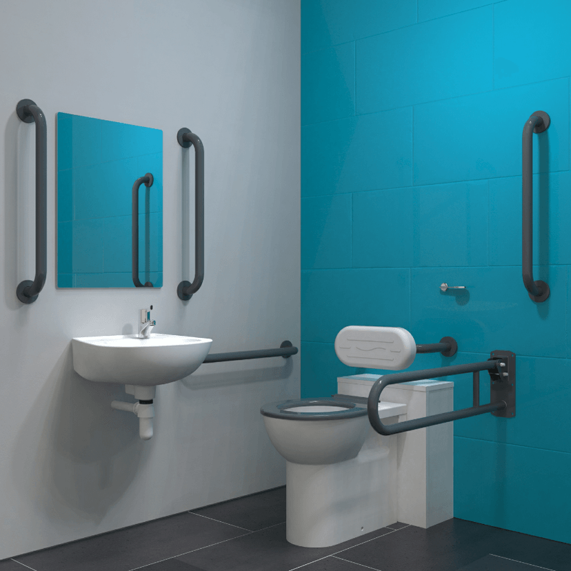 Instinct DOCM Pack-BTW,Conc Cist,Basin(2TH),Rails+Seat D/Grey DM800KDG Image 1