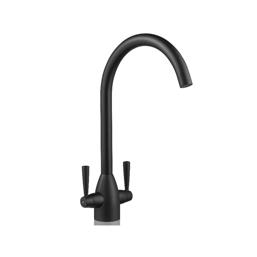 Instinct Brandsby Twin Lever Mono Kitchen Mixer Matt Black INSBRTKMMB Image 1