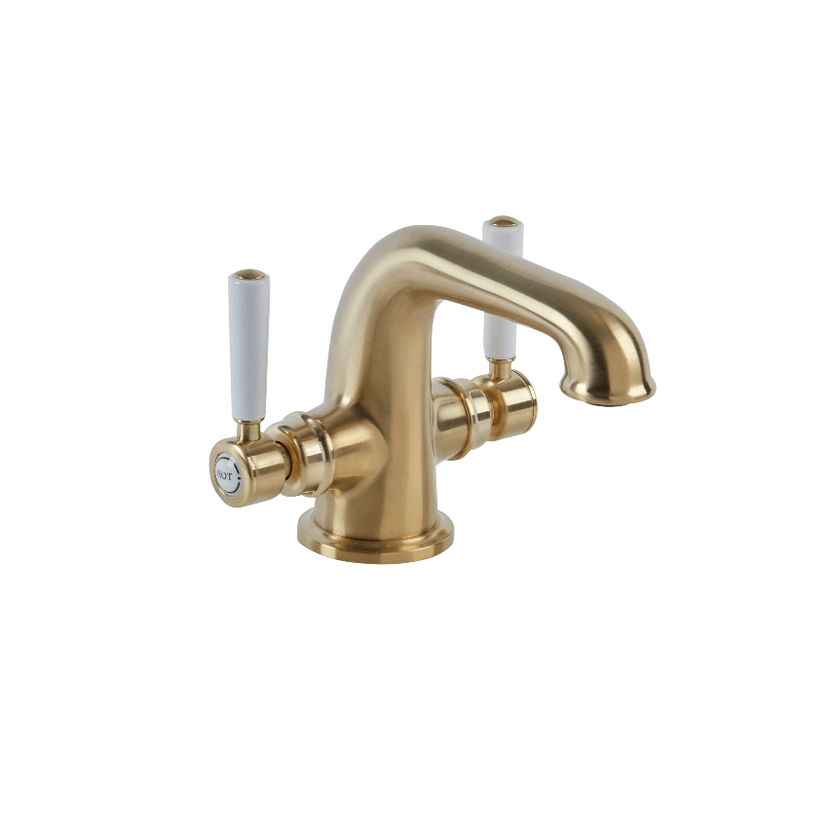 Instinct Hemsworth Lever Twin Lever Basin Mixer Brushed Brass 10008 Image 1