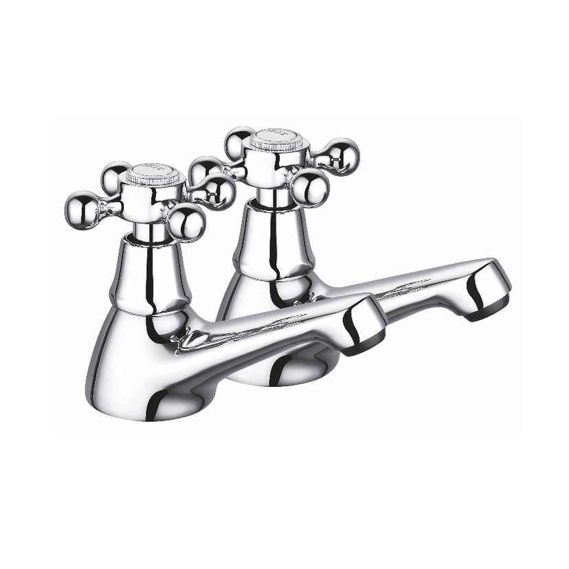 Instinct Kensington Cross Basin Taps (Pair) Chrome INST-KNX-BP Image 1