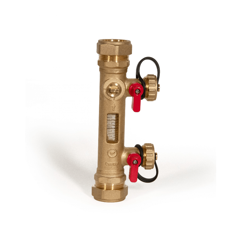 Inta 28mm Flow Balancing Valve C/W Fill & Flush Image 1