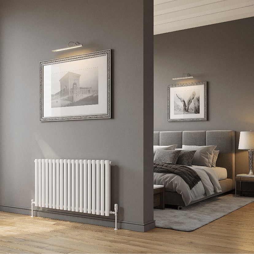 Eliptical 600 x 1440 Double White Horizontal Radiator Image 1