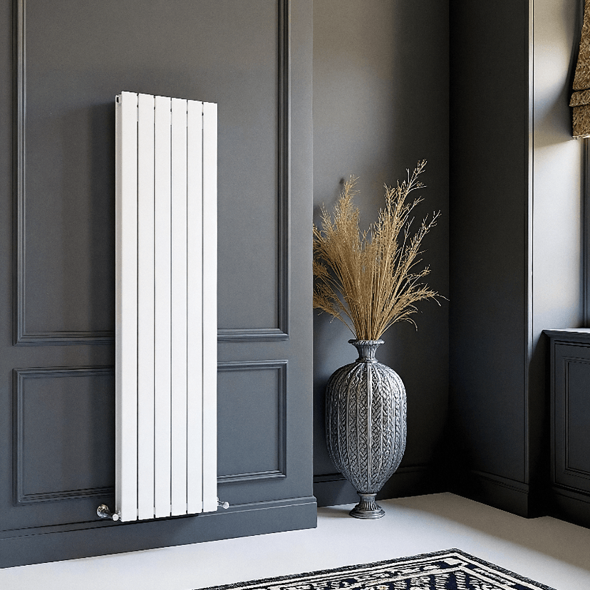 Harley 1600 x 420 Single White Vertical Radiator Image 1