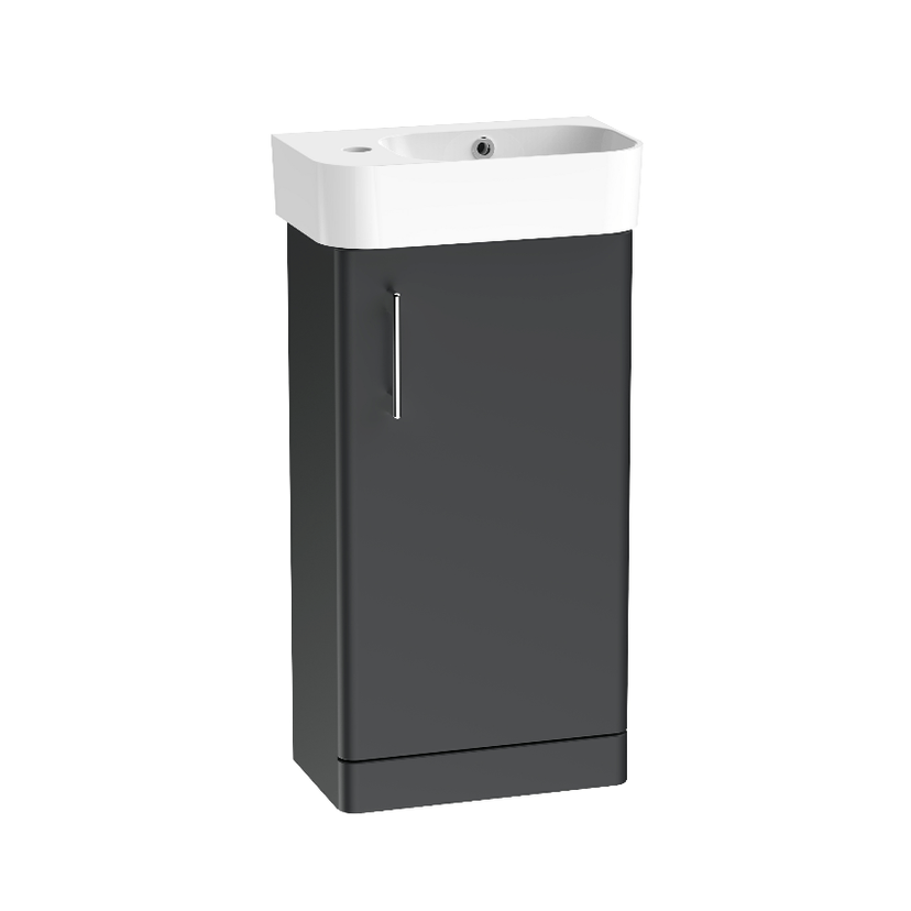 Instinct Allerston 400mm F/S Single Door Cloakroom Basin Unit Storm Gr Image 1