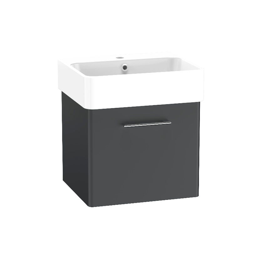 Instinct Allerston 500mm W/Hung Single Drawer Basin Unit Storm Grey Image 1