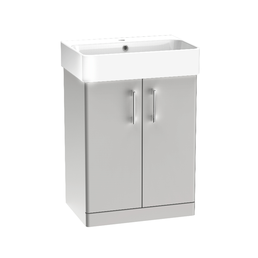Instinct Allerston 600mm F/S Two Door Basin Unit Matt Light Grey Image 1