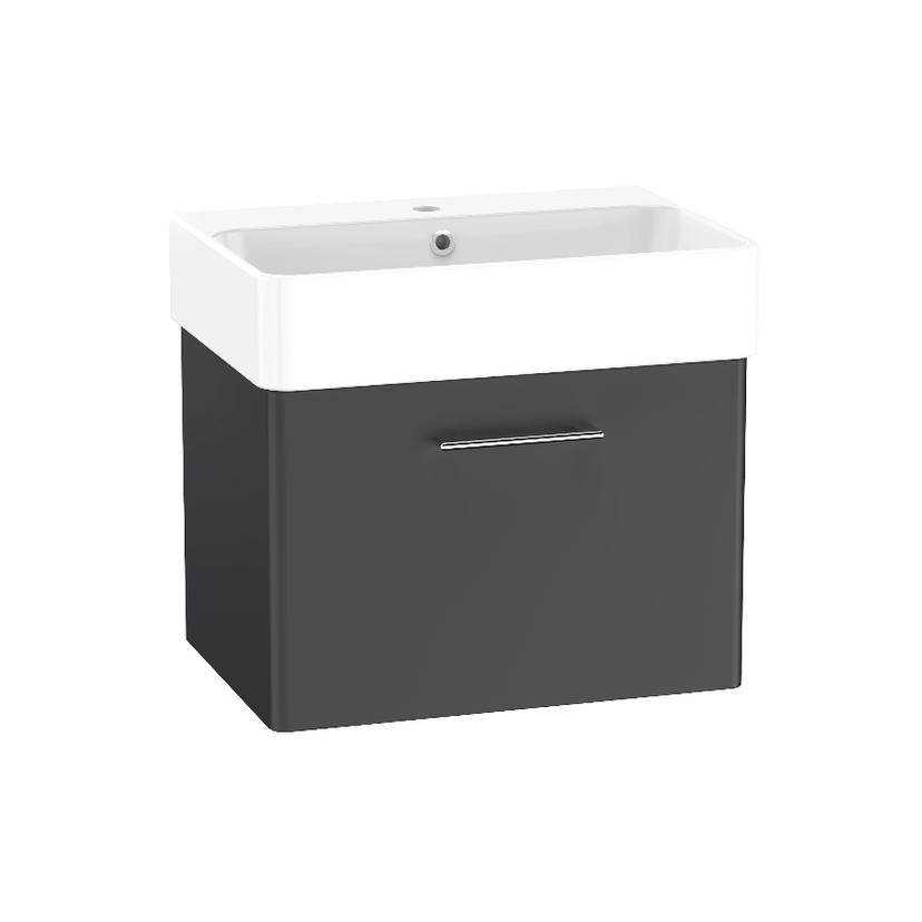 Instinct Allerston 600mm W/Hung Single Drawer Basin Unit Storm Grey Image 1