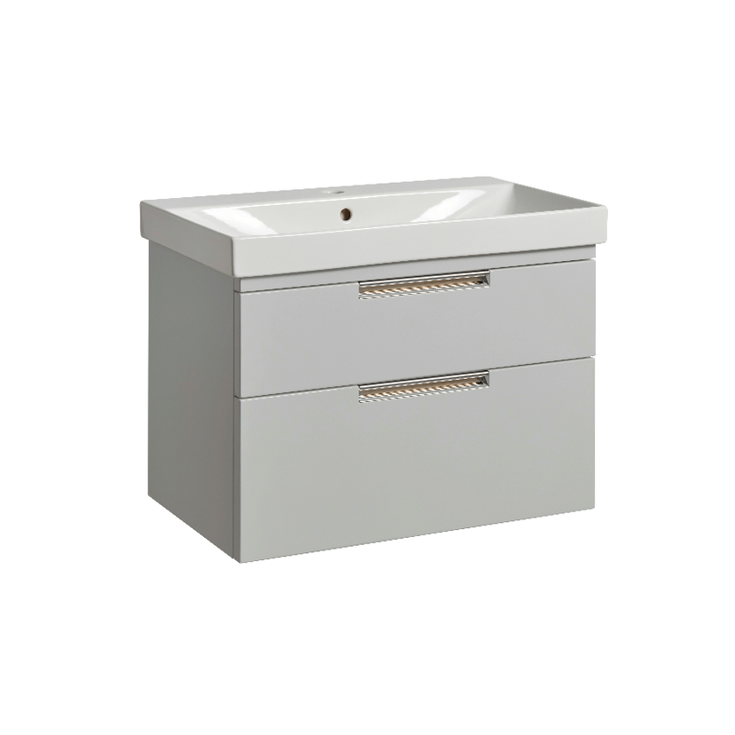 Instinct Espada 700mm W/M 2 Drawer Basin Unit Gloss Light Grey 41416 Image 1