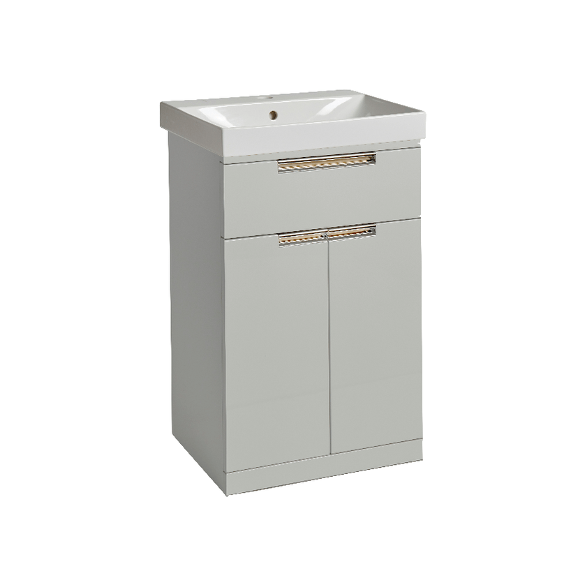 Instinct Espada 500mm F/S 1 Drawer 2 Door Bas Unit Gl Light Grey 41422 Image 1