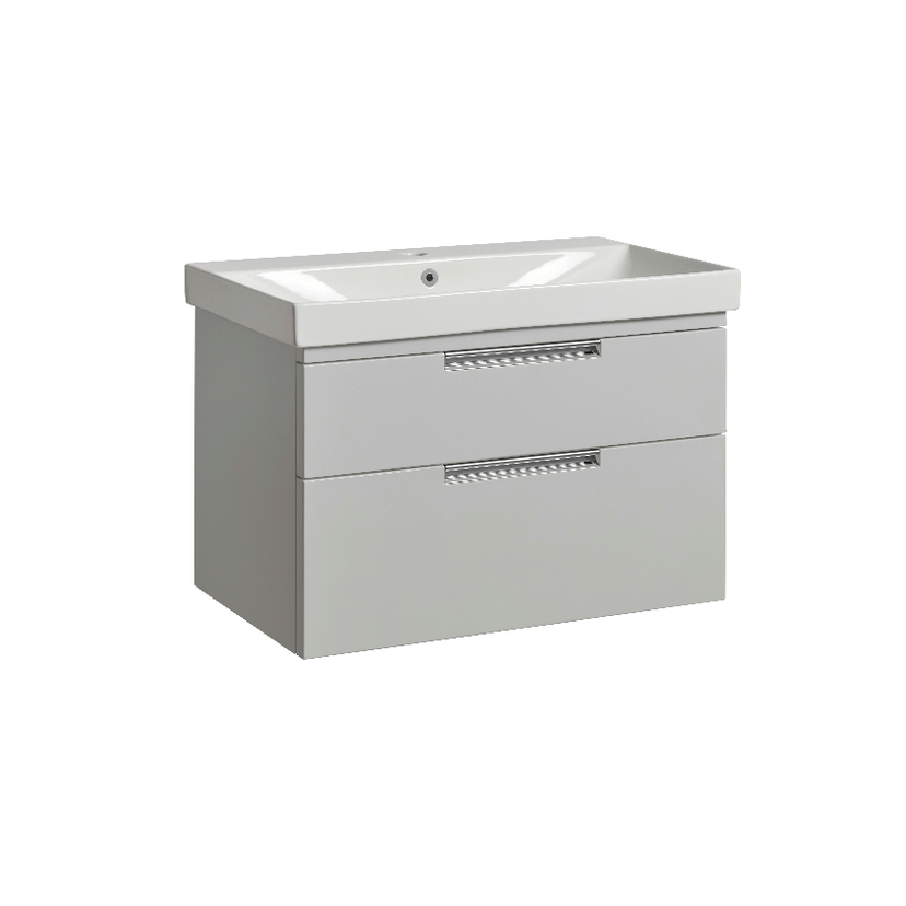 Instinct Espada 800mm W/M 2 Drawer Basin Unit Gloss Light Grey 414814 Image 1