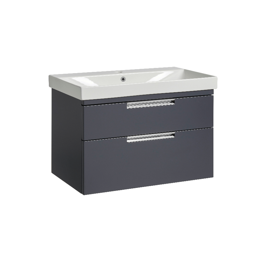 Instinct Espada 800mm W/M 2 Drawer Basin Unit Midnight Grey 414815 Image 1