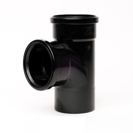 Davant 110mm 92 degree Double Socket Branch with boss  - Black SPB0010