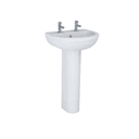 Instinct Della/Kiso Round 500mm Pedestal Basin 2TH White INSDE007A Image 2