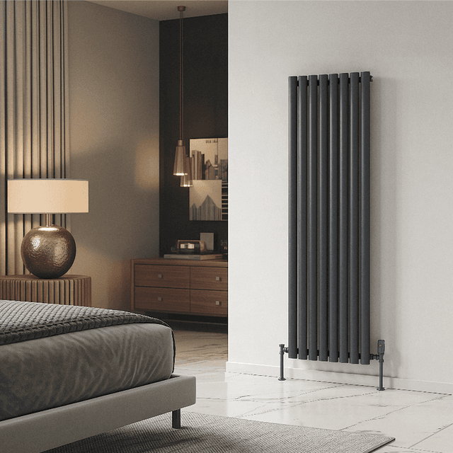 Eliptical 1800 x 300 Double Anthracite Vertical Radiator