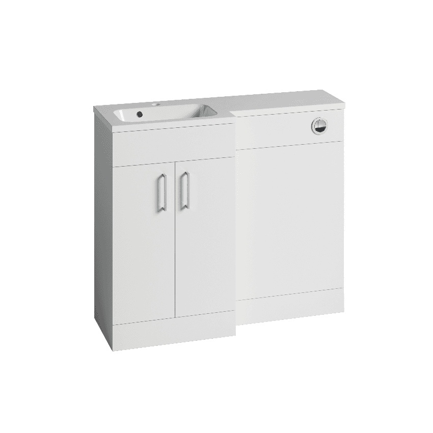 Instinct Kiso Square 1000mm L-Shape Unit Gloss White Left Hand Image 1