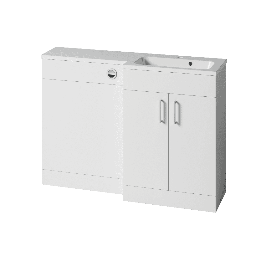 Instinct Kiso Square 1200mm L-Shape Unit Gloss White Right Hand Image 1