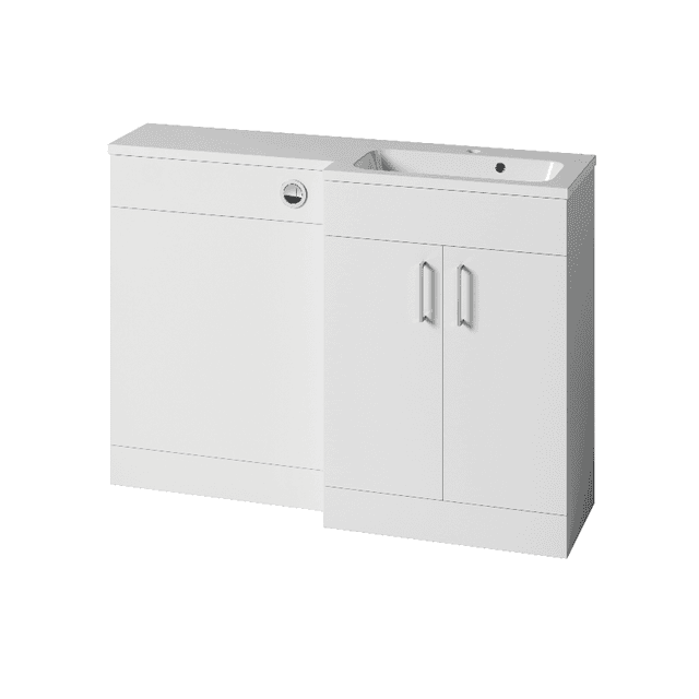 Instinct Kiso Square 1200mm L-Shape Unit Gloss White Right Hand