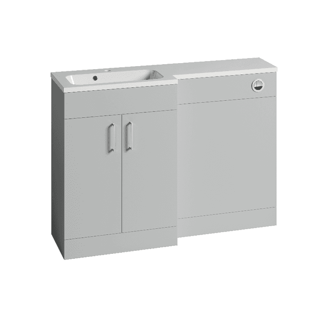 Instinct Kiso Square 1200mm L-Shape Unit Gloss Light Grey Left Hand