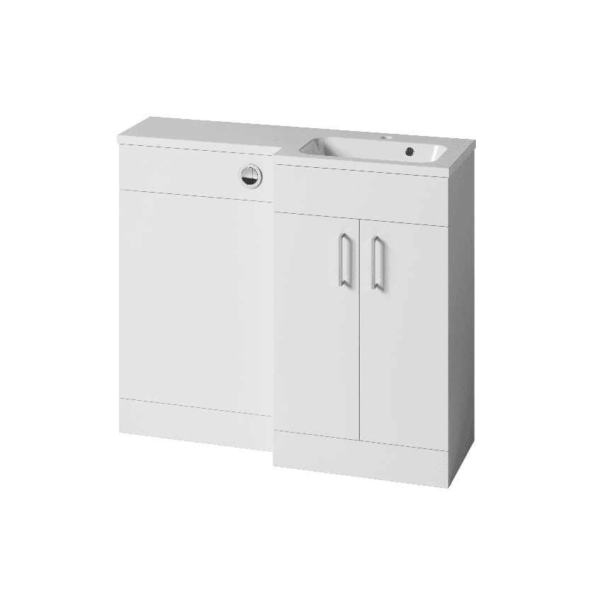Instinct Kiso Square 1000mm L-Shape Unit Gloss White Right Hand Image 1