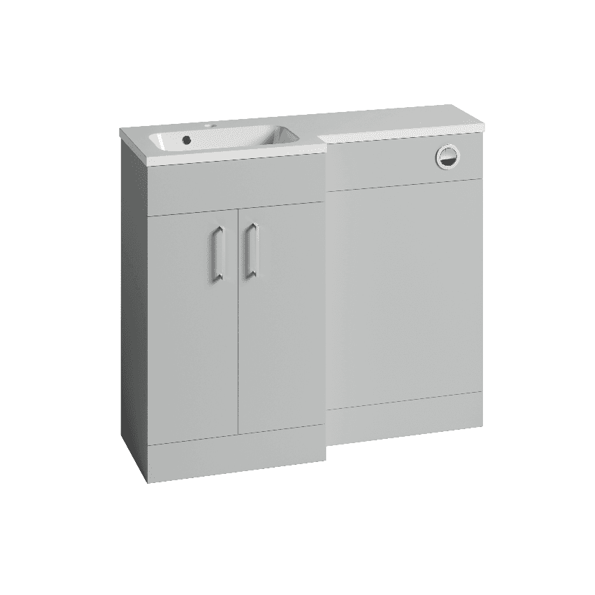 Instinct Kiso Square 1000mm L-Shape Unit Gloss Light Grey Left Hand Image 1