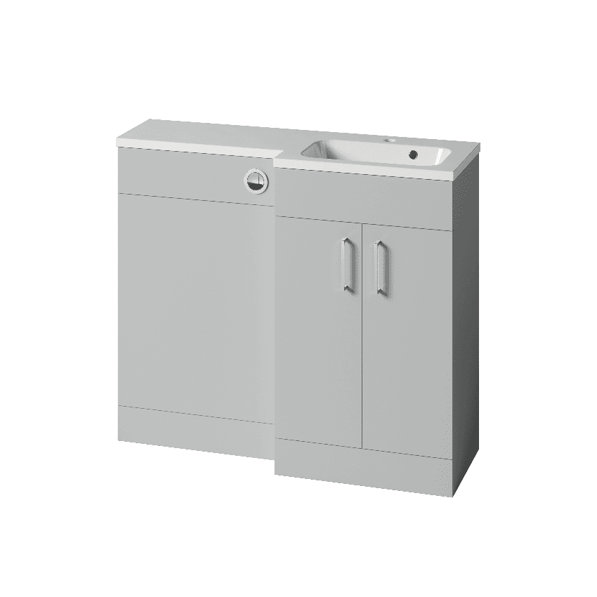 Instinct Kiso Square 1000mm L-Shape Unit Gloss Light Grey Right Hand Image 1