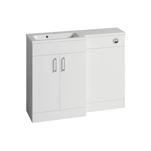 Instinct Kiso Square 1100mm L-Shape Unit Gloss White Left Hand
