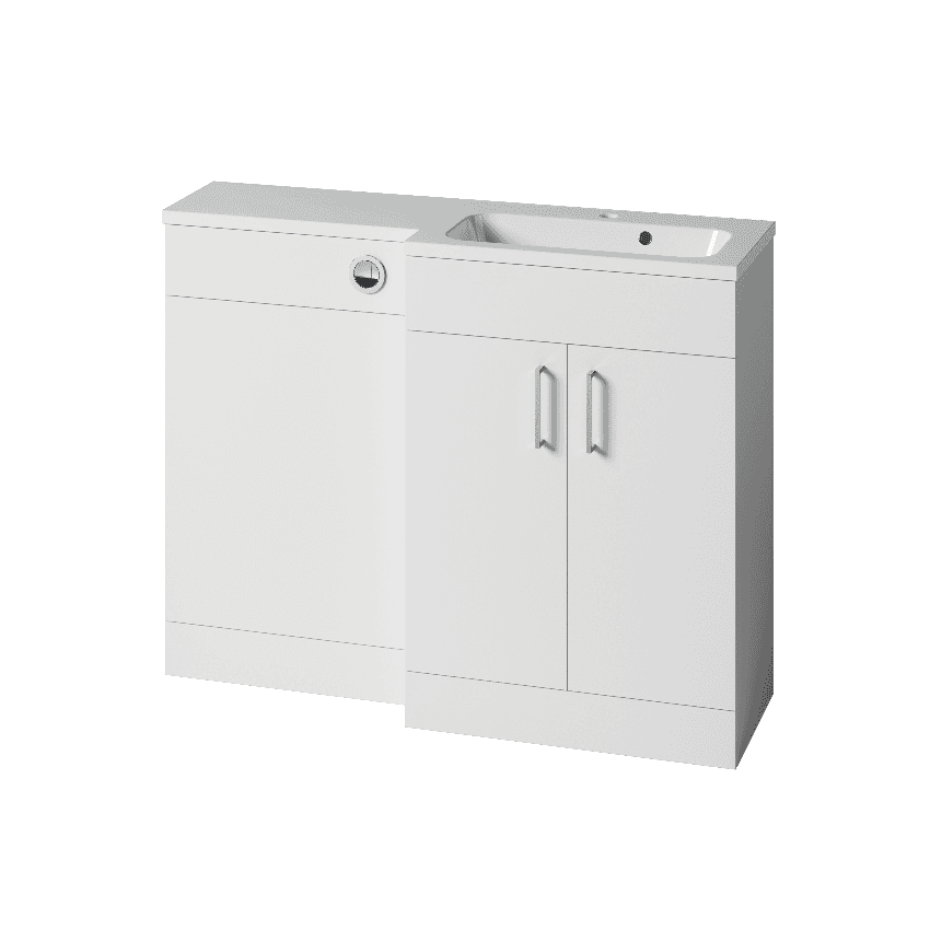 Instinct Kiso Square 1100mm L-Shape Unit Gloss White Right Hand Image 1