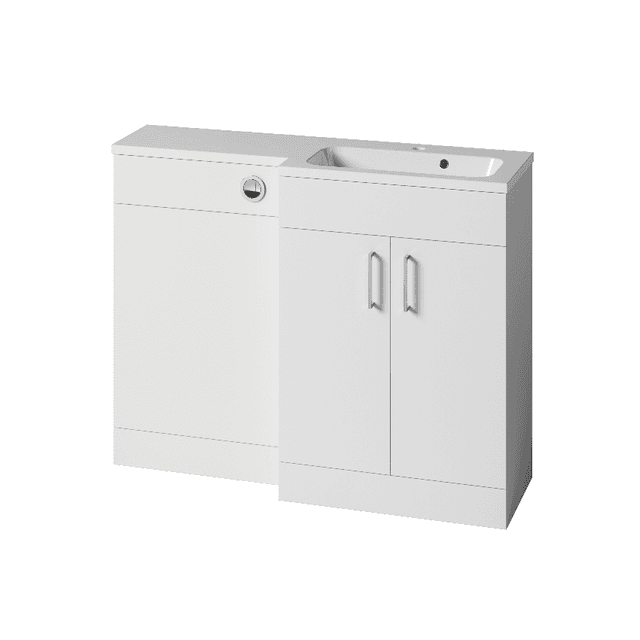 Instinct Kiso Square 1100mm L-Shape Unit Gloss White Right Hand
