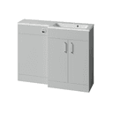 Instinct Kiso Square 1100mm L-Shape Unit Gloss Light Grey Right Hand Image 1