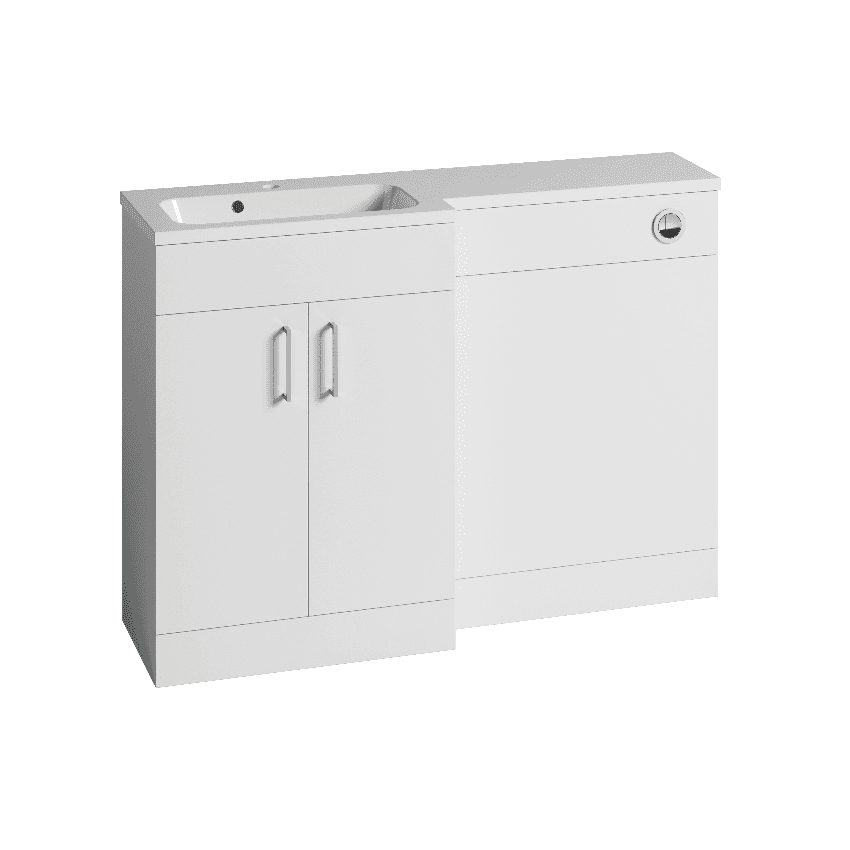 Instinct Kiso Square 1200mm L-Shape Unit Gloss White Left Hand Image 1