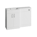 Instinct Kiso Square 1200mm L-Shape Unit Gloss White Left Hand Image 1
