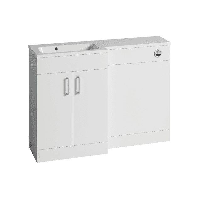 Instinct Kiso Square 1200mm L-Shape Unit Gloss White Left Hand