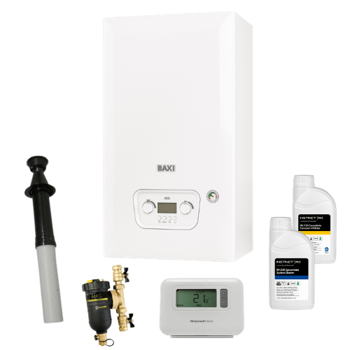 Baxi 400 Combi 24kw Vertical Flue Value Pack + Image 1