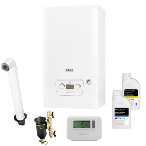 Baxi 400 Combi 30kw Horizontal Flue Value Pack + Image 1
