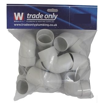 Davant 40mm 90 degree Spigot Elbow (Single) PWCB9040WB Image 1