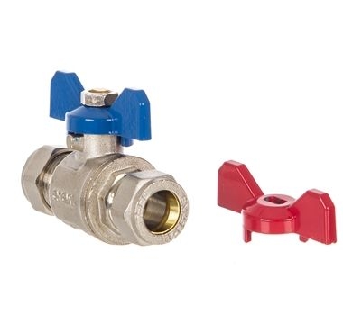 15mm Butterfly Valve - Red/Blue ER-15MMBFBV Image 1