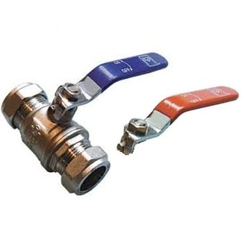 28mm Lever Ball Valve - Blue/Red BFLBVD-28 Image 1