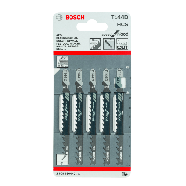 Bosch Jigsaw Blades Speed - Wood (5 pack) T144HD 2608630040 Image 1