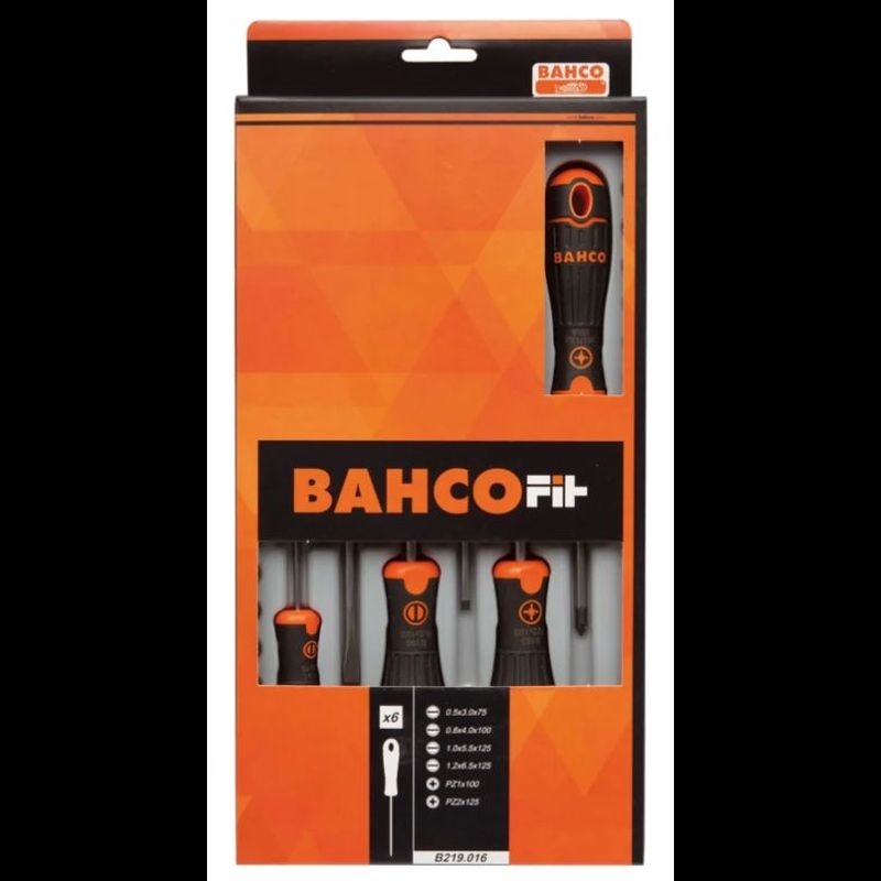 Bahco 6PC Screwdriver Set Slotted/Pozi 219016 Image 1