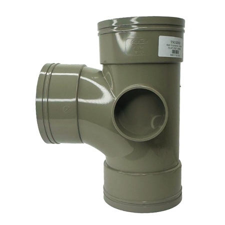 Davant 110mm Solvent Triple Socket Branch Socket - Olive Grey SSOG0009 Image 1