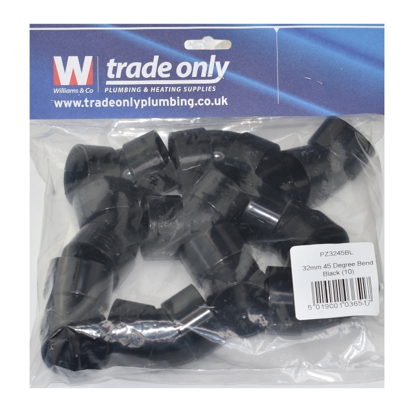 Davant 32mm 45 degree Bend - Black (Single) PWE4532B Image 1