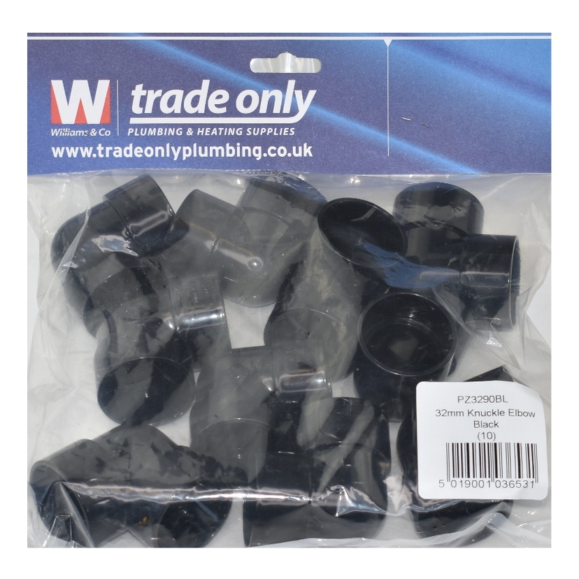 Davant 32mm Knuckle Elbow - Black (Single) PWE9032B Image 1