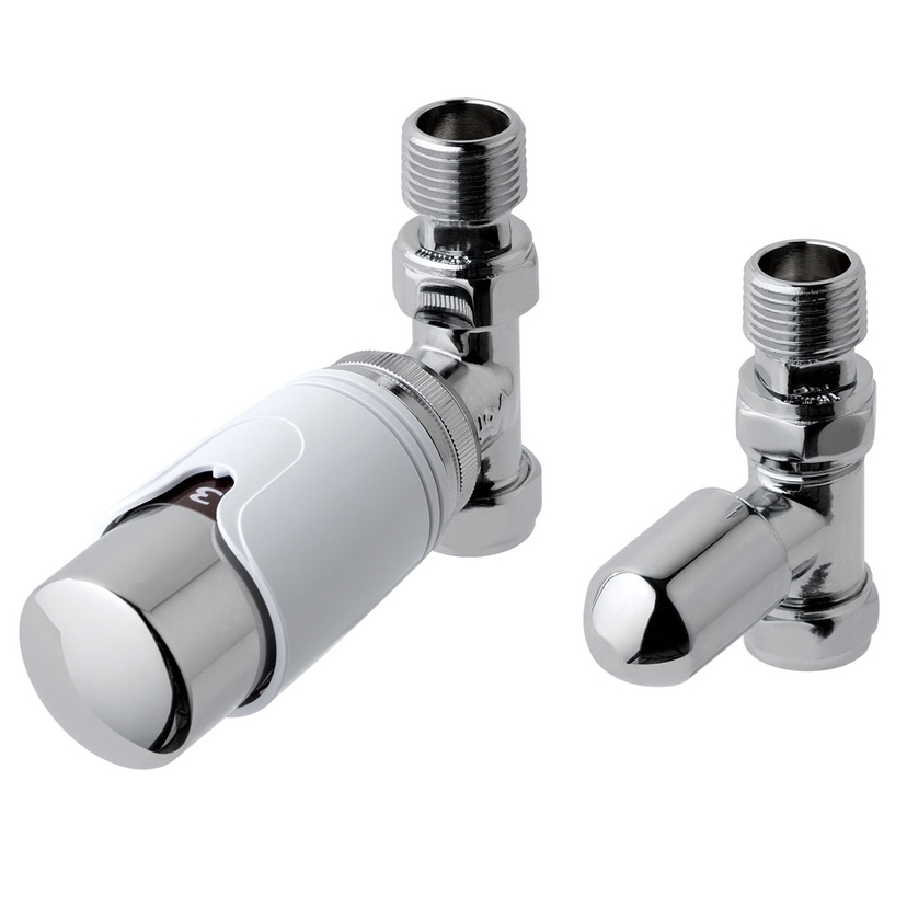 Eastbrook 15mm Straight TRV/LS Valve - White/Chome 12.048 Image 1