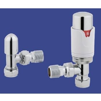 Eastbrook 15mm Angled TRV/LS Valve - White/Chrome 12.047 Image 1
