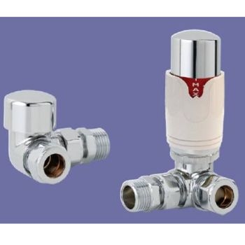 Eastbrook 15mm Corner TRV/LS Valve - White/Chrome 12.049 Image 1