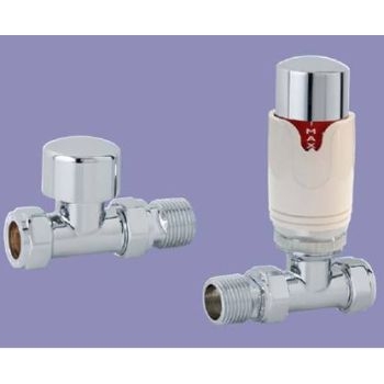 Eastbrook 15mm Straight TRV/LS Valve - White/Chome 12.048 Image 1