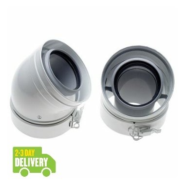 Worcester GB162 125mm 45deg Flue Bends Pair 50kW & 65kW 7716191120 Image 1
